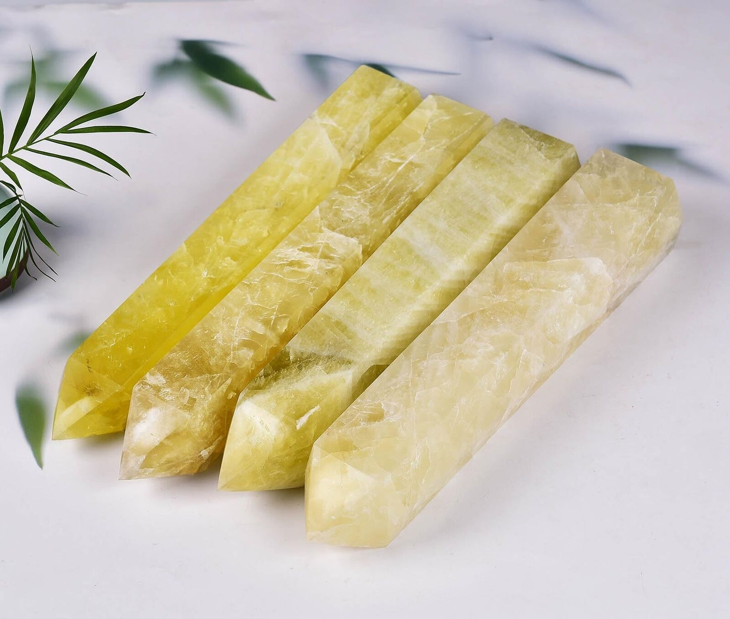 AMOYSTONE Extra Large Crystal Obelisk Tower Lemon Quartz Point Wand 6 Faceted...