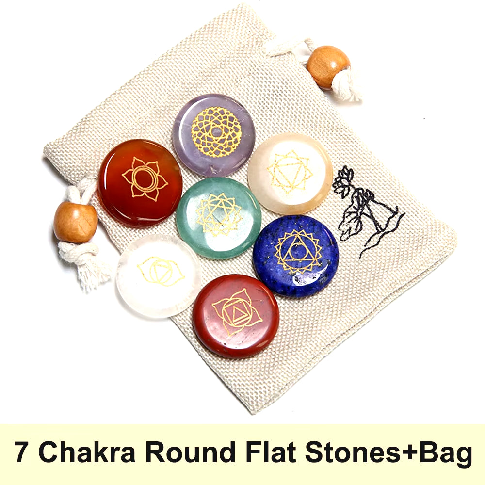 7 Chakra Balancing Healing Energy Kit Crystal Polished Stone Amethyst Clusters Gypsum Stick Citrines Holy Wood Gift Set with Bag