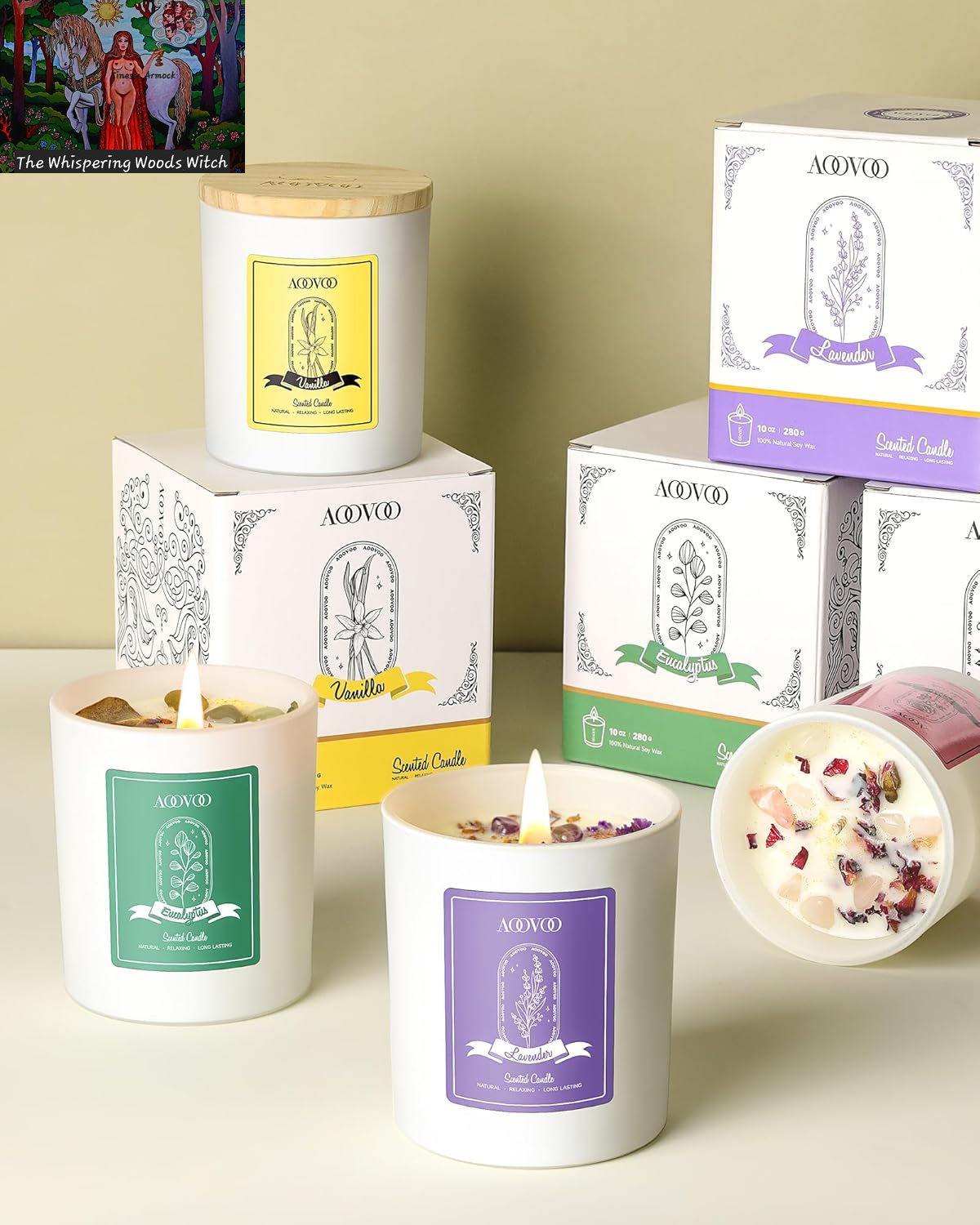 Lavender Scented Candles for Women - Aromatherapy Candle with Crystals Inside, 10Oz Soy Candles for Home Scented, Birthday Gifts Mothers Day Candle for Women Mom