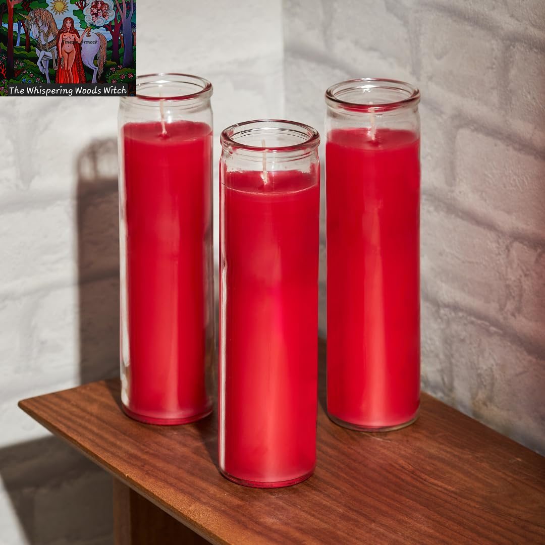 7 Day Red Pillar Candles - Set of 3, 90 Hour Burn Time, Unscented, Religious & Memorial Candles