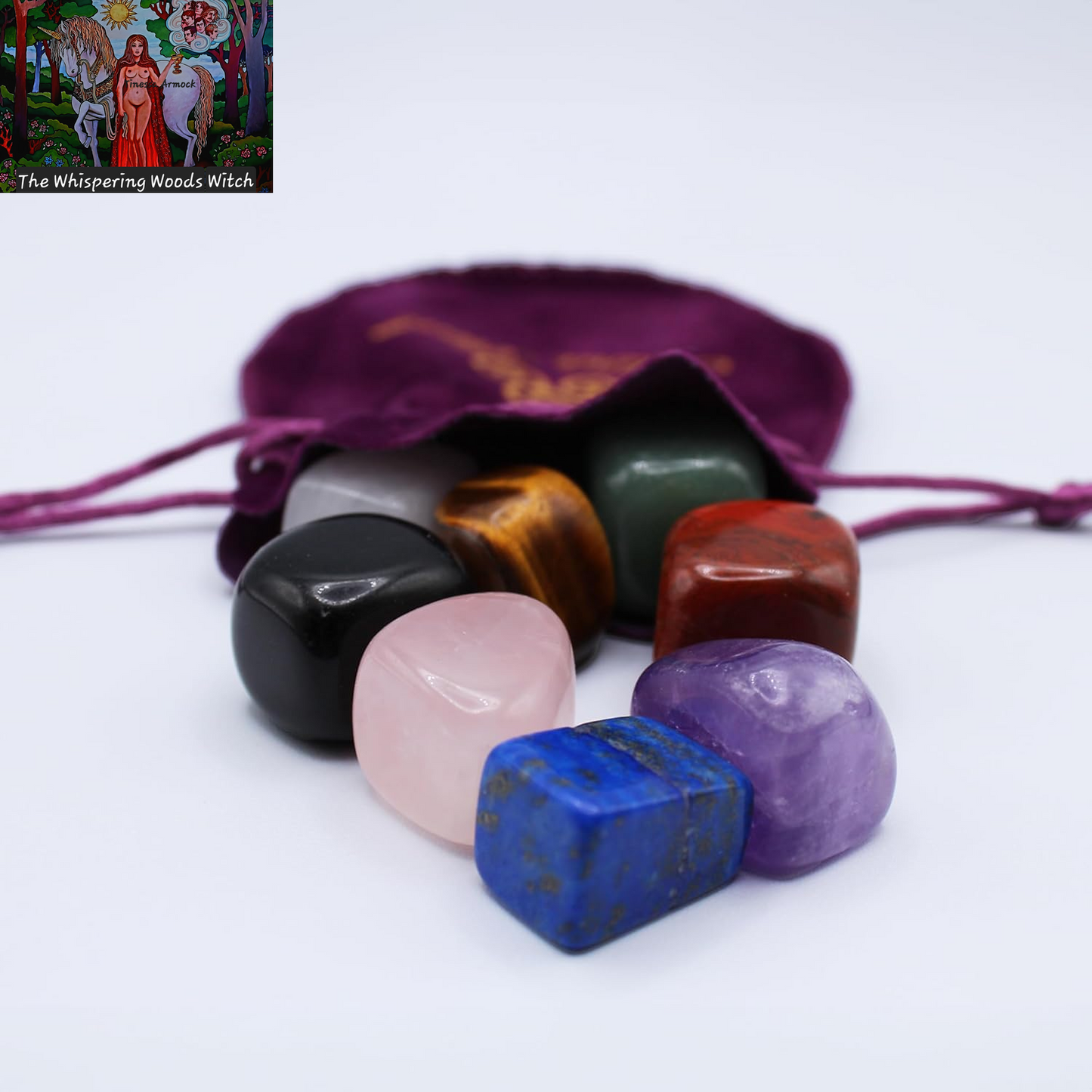 Chakra Stones Set of 7+1, Protection Crystals for Chakra Balancing, Healing Crystals and Stones for Crystal Therapy, Meditation & Reiki, Tumbled & Polished