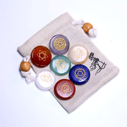 7 Chakra Balancing Healing Energy Kit Crystal Polished Stone Amethyst Clusters Gypsum Stick Citrines Holy Wood Gift Set with Bag