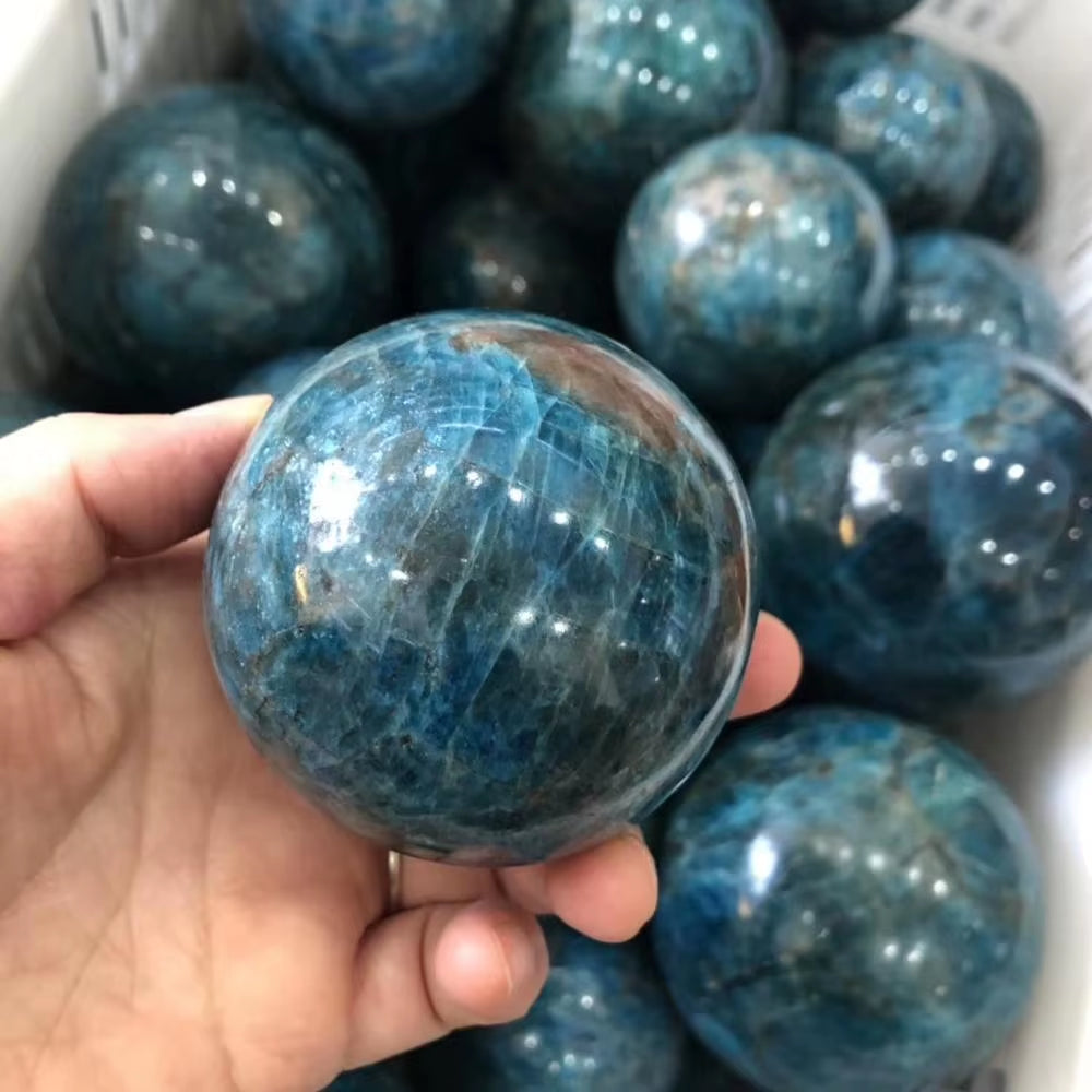 Natural Blue Apatite Ball Sphere Quartz Crystal Mineral Healing for Home Decoration Gift