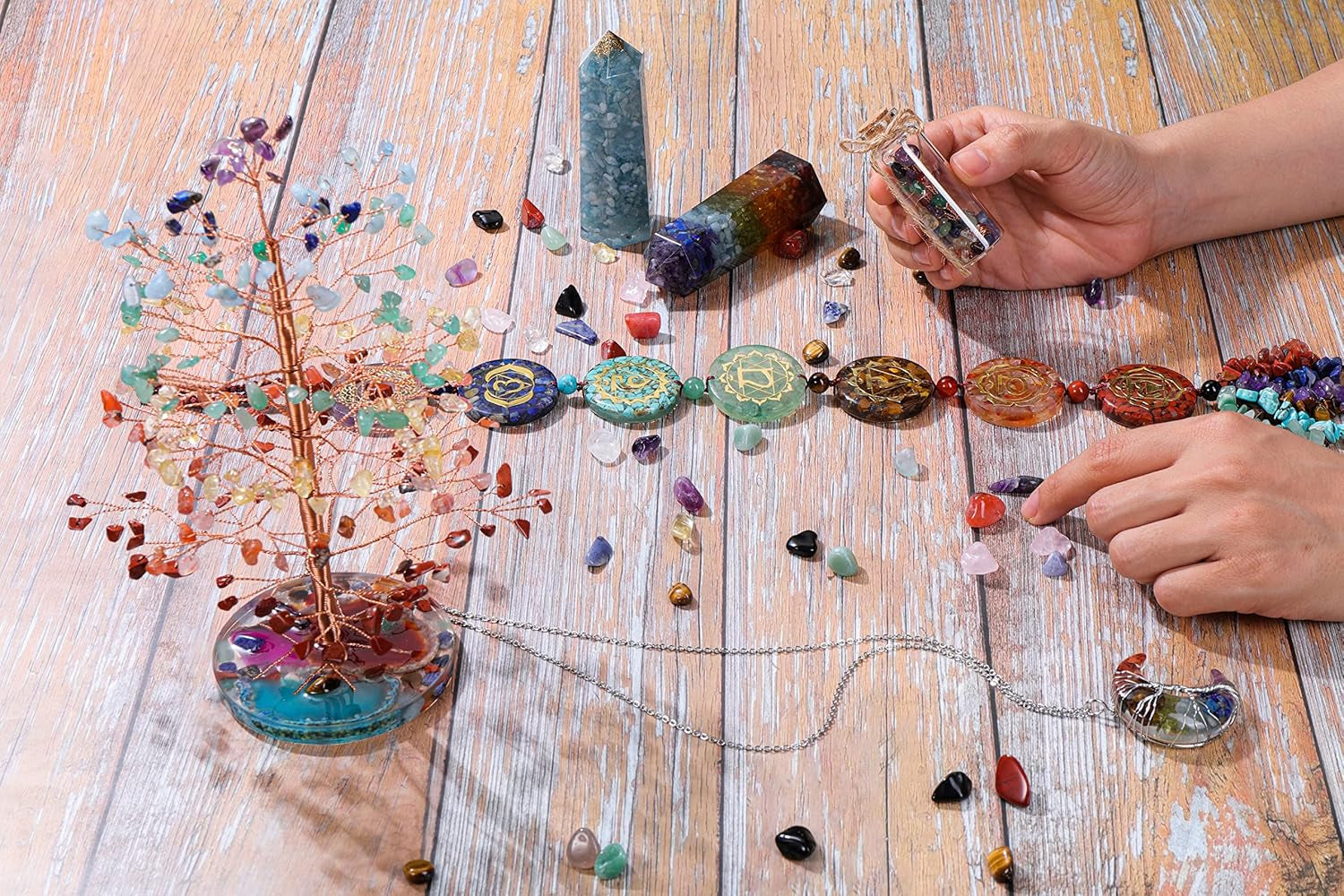 15 Assorted Tumbled Stones and Crystals Bulk, Irregular Rocks Natural Polished Gemstones and Crystals Quartz for Wicca Reiki Chakra Healing Meditation Home Indoor Decorations Christmas Day Gift