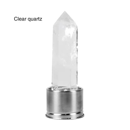 Natural Quartz Gemstone Crystal Hexagonal Pointed Column+Bottom Mesh Water Bottle Energy Crystal ( Not Include Bottle )