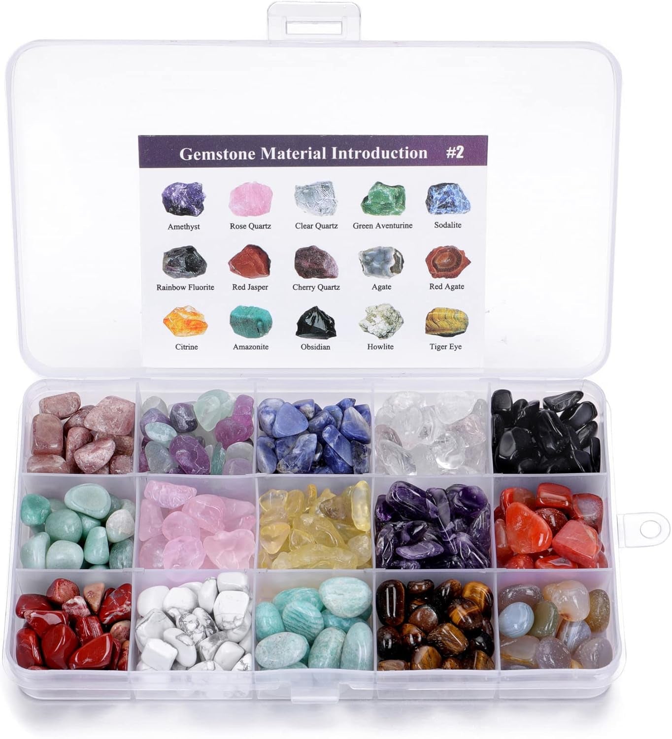15 Assorted Tumbled Stones and Crystals Bulk, Irregular Rocks Natural Polished Gemstones and Crystals Quartz for Wicca Reiki Chakra Healing Meditation Home Indoor Decorations Christmas Day Gift