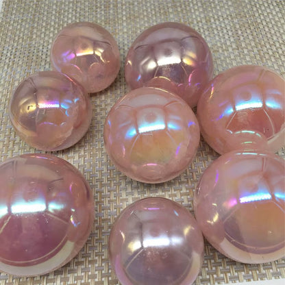 Angel Aura Rose Quartz Crystals Ball Natural Stones and Minerals Gemstone Sphere Home Decoration Feng Shui Crafts