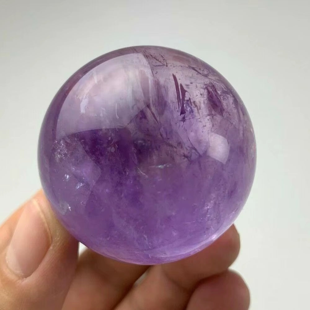 Natural Guardian Amethyst Ball Raw Gemstone Polished Craft Gifts Purple Quartz Crystal Stone Sphere Healing Home Decoration