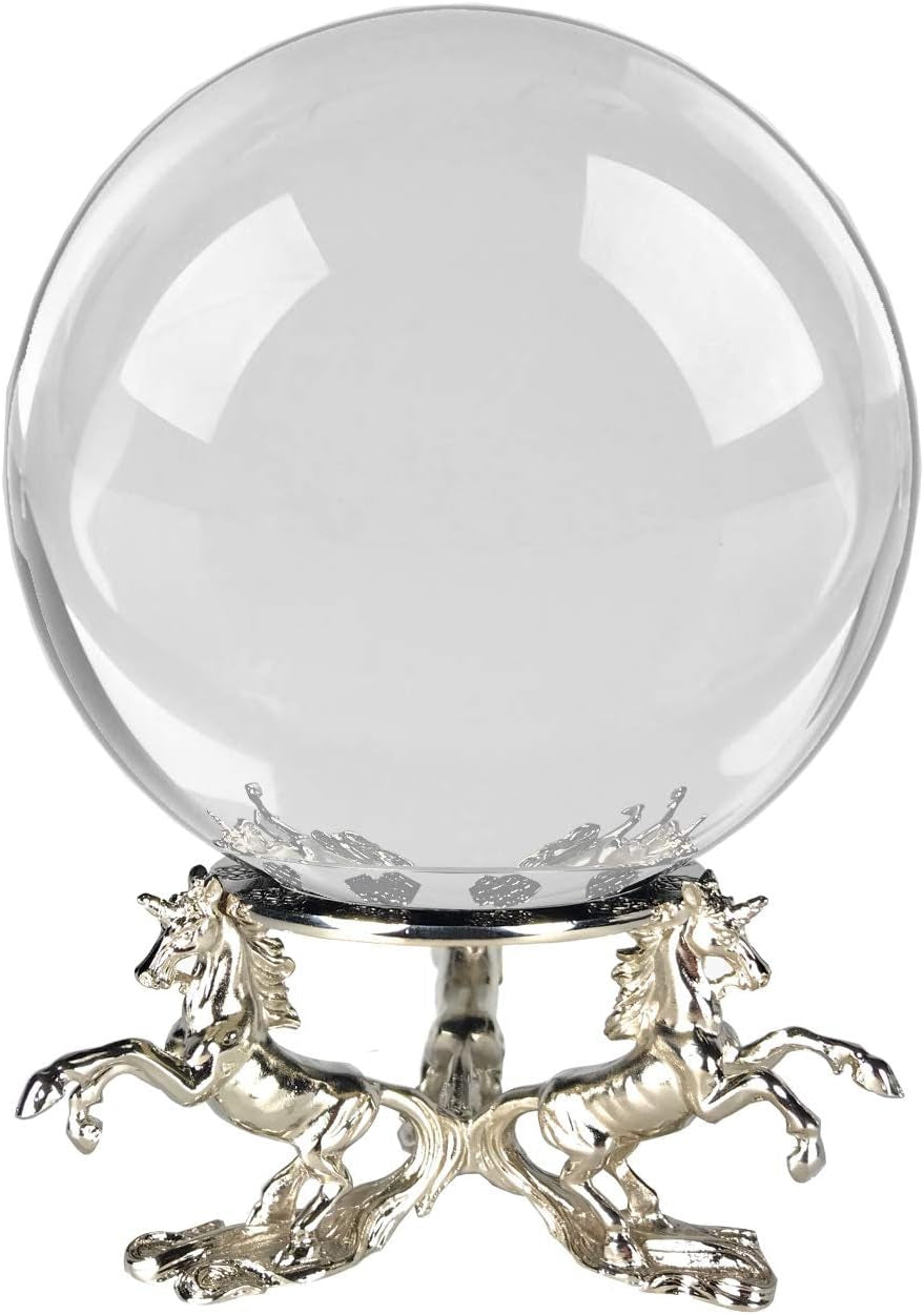 Clear Crystal Ball 150Mm (6 Inch) with Unicorn Stand and Gift Package for Decorative Ball, Lensball Photography, Gazing Divination or Feng Shui, and Fortune Telling Ball