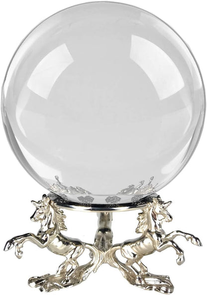 Clear Crystal Ball 150Mm (6 Inch) with Unicorn Stand and Gift Package for Decorative Ball, Lensball Photography, Gazing Divination or Feng Shui, and Fortune Telling Ball