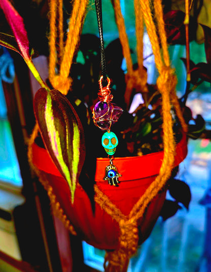 Purple Amethyst & Hand of Fatima Protection Amulet