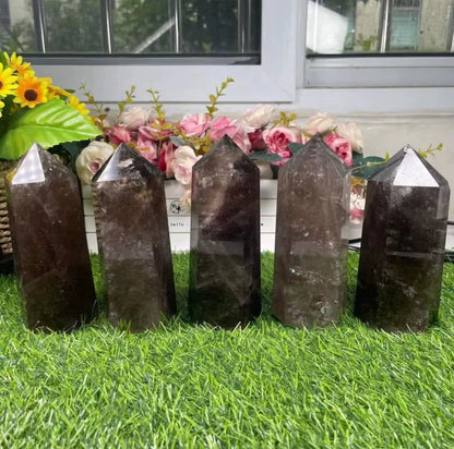 Large Natural Crystal Tower, Smoky Quartz, Hexagonal Prism, Energy Gem, Magic Wand, Treatment Decoration, 1 Pc