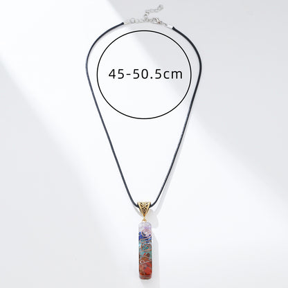 Retro Reiki Healing Energy Crystal Pendant Natural Stone for Yoga Meditation Spiritual 7 Chakra Jewelry Necklace Amulet