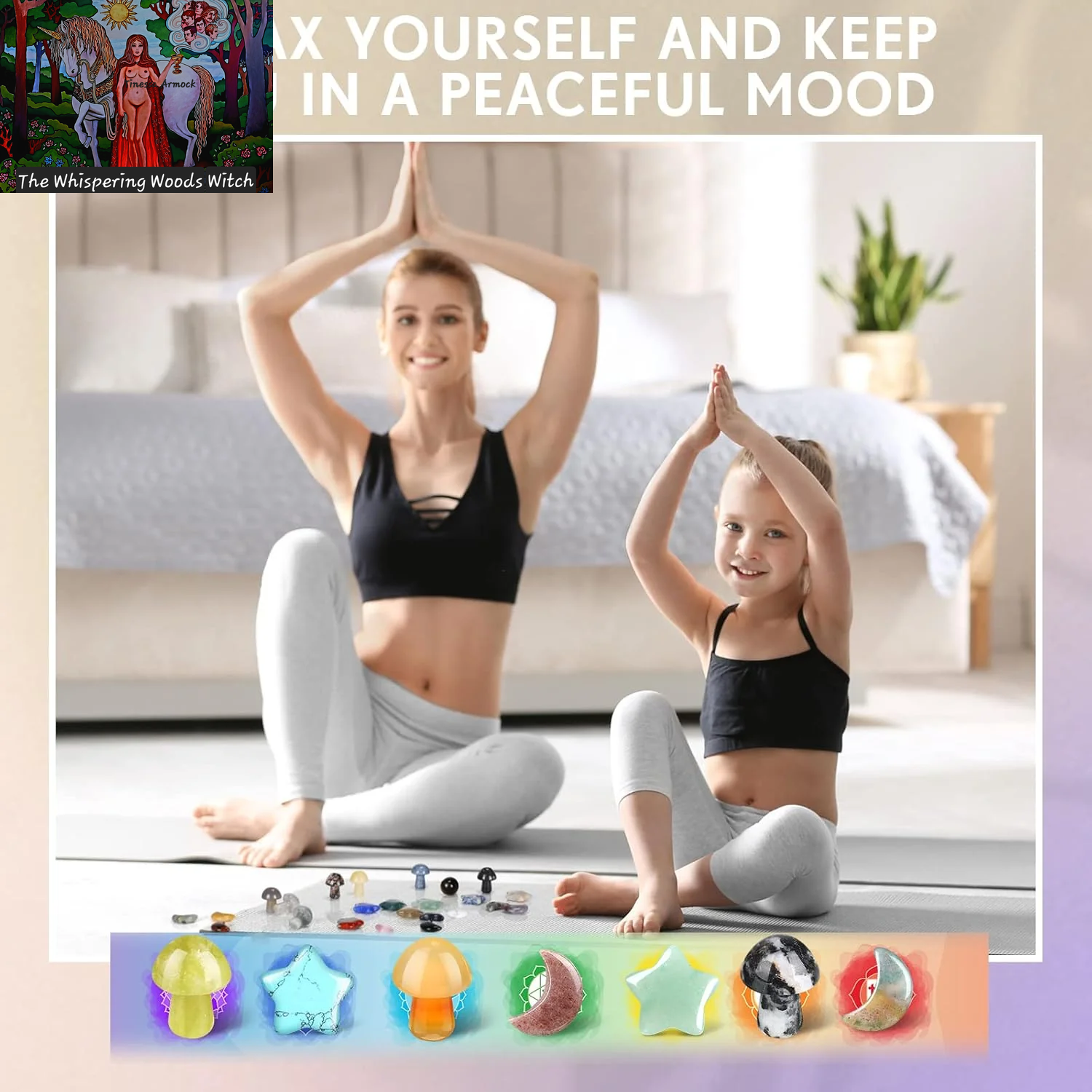 54 Pieces Worry Stones Mushroom Moon Star Shaped Crystal Bulks Mini Thumb Stones Sculpture Decor Gemstones and Crystals for Witchcraft DIY Meditation Balancing(Elegant Style)