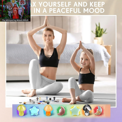 54 Pieces Worry Stones Mushroom Moon Star Shaped Crystal Bulks Mini Thumb Stones Sculpture Decor Gemstones and Crystals for Witchcraft DIY Meditation Balancing(Elegant Style)