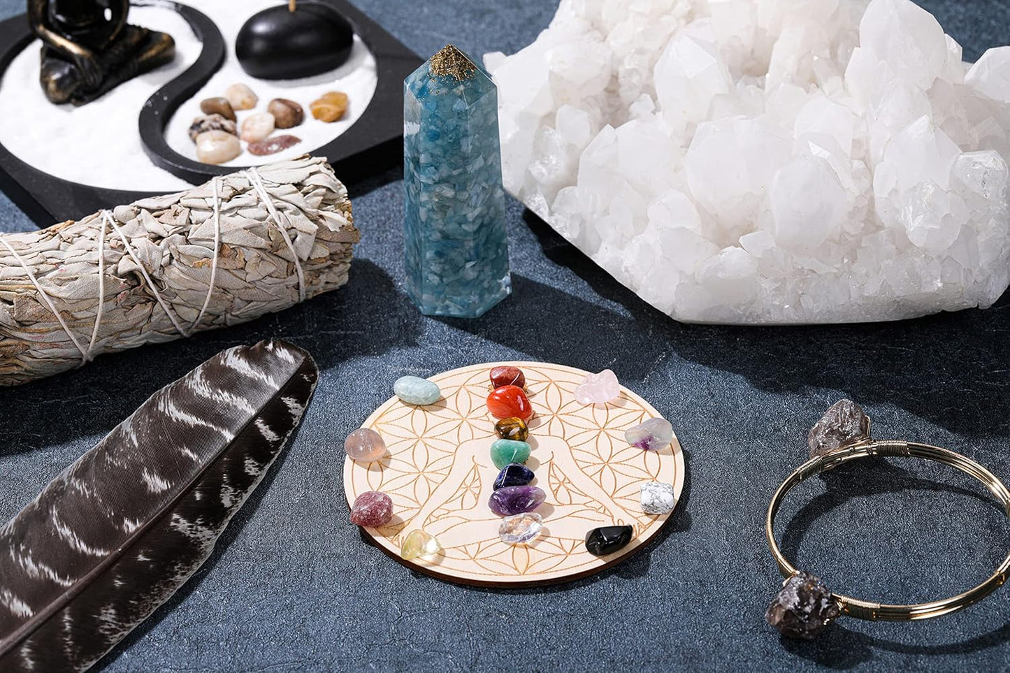 15 Assorted Tumbled Stones and Crystals Bulk, Irregular Rocks Natural Polished Gemstones and Crystals Quartz for Wicca Reiki Chakra Healing Meditation Home Indoor Decorations Christmas Day Gift