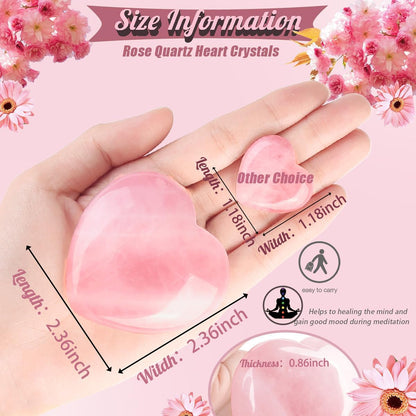60Mm Rose Quartz Crystals Heart Large Healing Crystals Heart Love Shaped Stone Pink Crystal Gifts 1PC