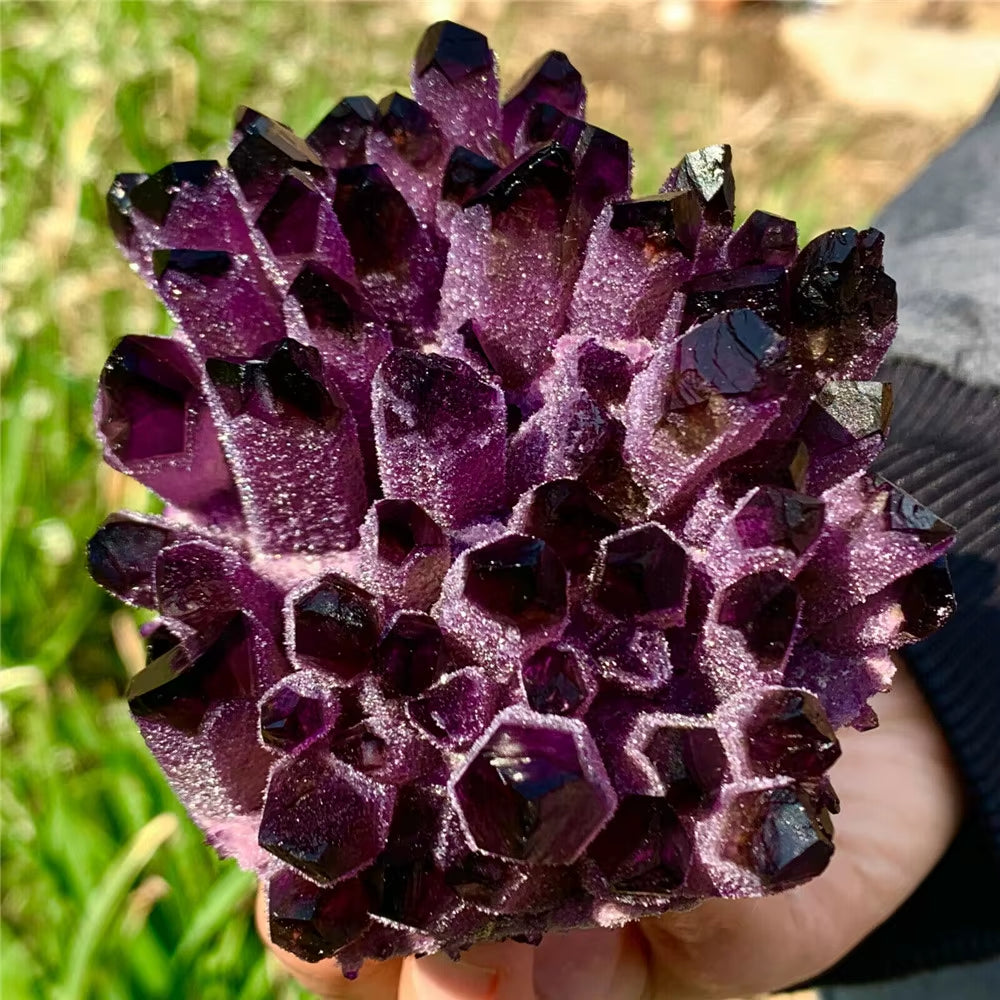 Natural Violet Ghost Phantom Quartz Crystal Cluster Healing