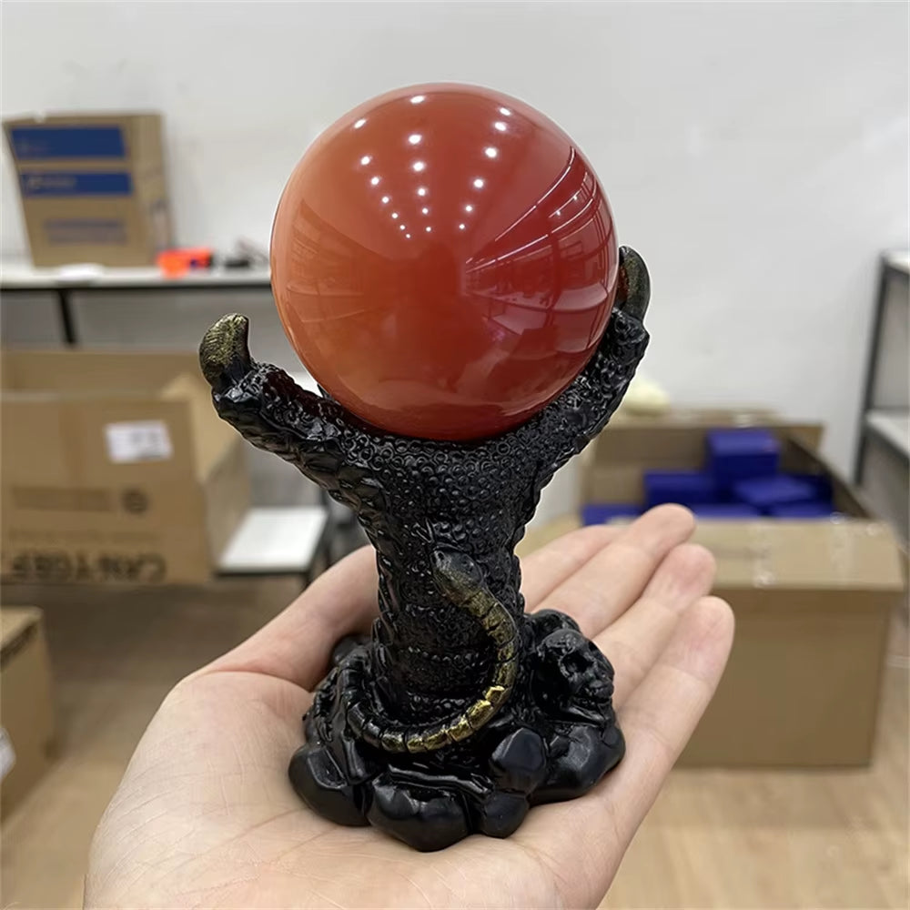 4Inch Dragon Claw Sphere Holder Relief Skull Snake Crystal Magic Ball Display Stand Resin Crafts Ornament Collectable Decorative