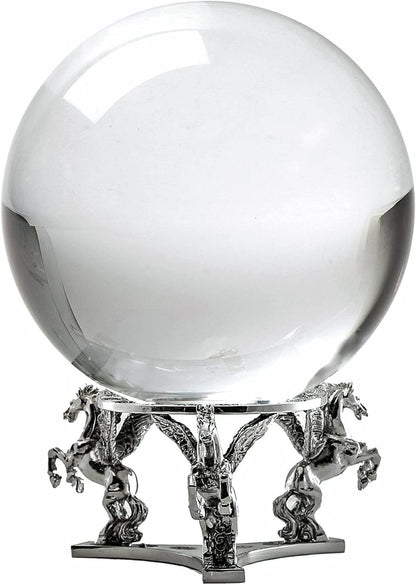Clear Clear Crystal Ball 130Mm (5 Inch) Including Silver Pegasus Stand