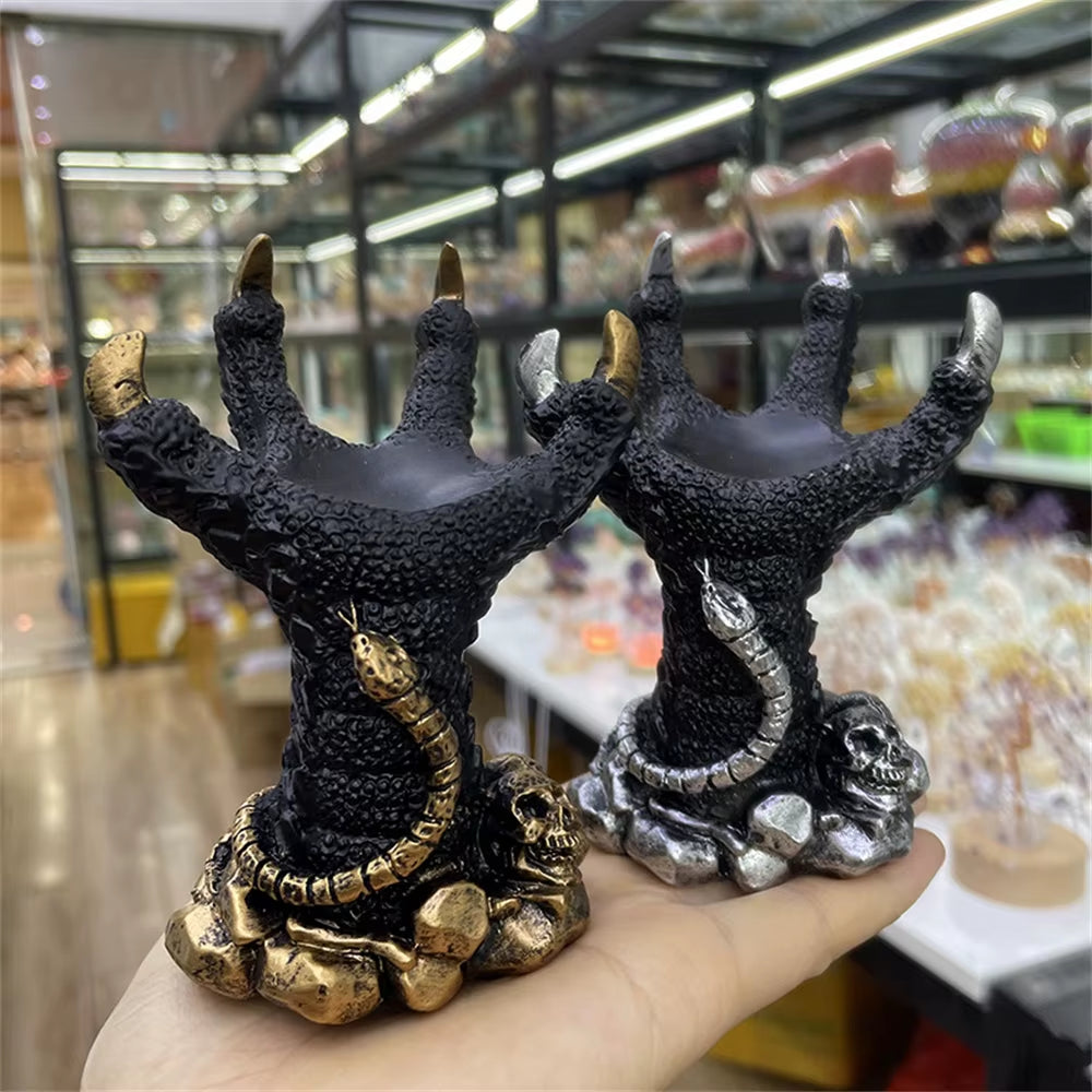 4Inch Dragon Claw Sphere Holder Relief Skull Snake Crystal Magic Ball Display Stand Resin Crafts Ornament Collectable Decorative