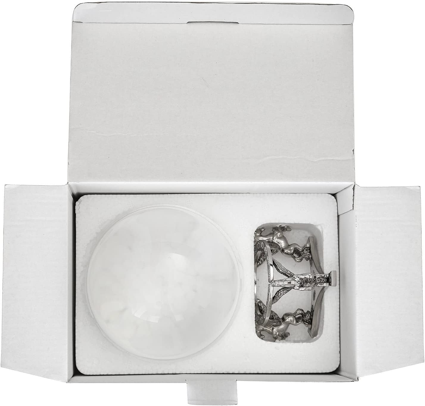 Clear Clear Crystal Ball 130Mm (5 Inch) Including Silver Pegasus Stand