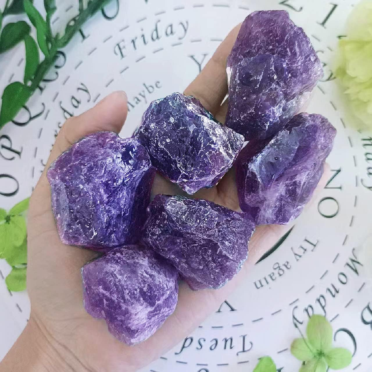 2" Amethyst Crystal Rocks Natural Crystals and Healing Stones Large Crystals Rocks for Tumbling Raw Stones Witchcraft Wire Wrapping Fountain Rocks Cabbing Room Decor 4Pcs