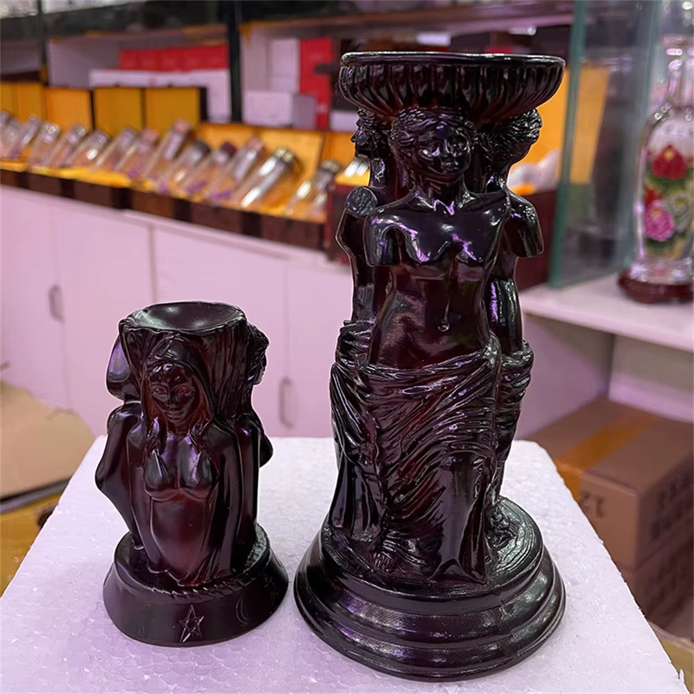 Roman Three Goddess Witch Sun Moon Star Resin Statue Crystal Ball Base Sphere Display Stand Home Decor