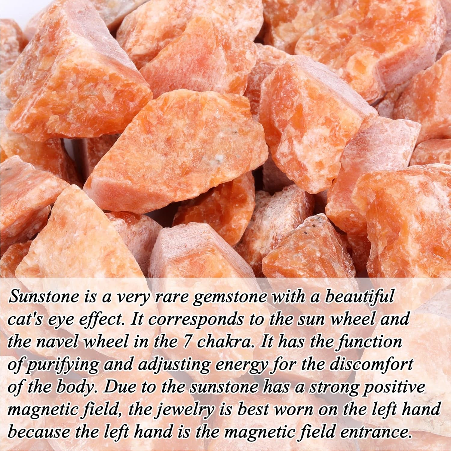 Bulk Sunstone Healing Crystals Rough Stones - Large 1" Natural Raw Stones Crystal for Reiki Healing, Wicca, Witchcraft, Tumbling, Cabbing, Fountain Rocks, Decoration, Polishing 0.5Lb