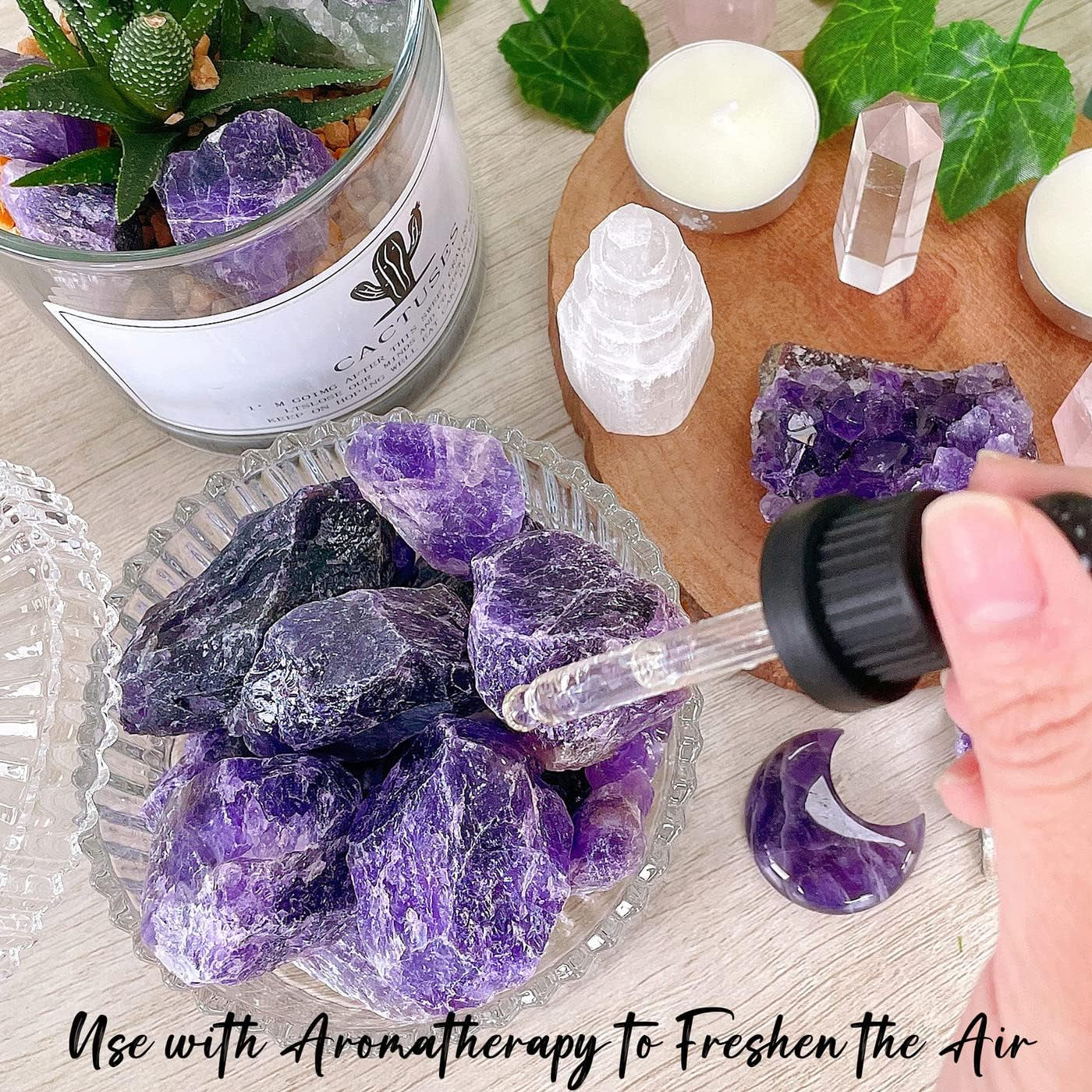 2" Amethyst Crystal Rocks Natural Crystals and Healing Stones Large Crystals Rocks for Tumbling Raw Stones Witchcraft Wire Wrapping Fountain Rocks Cabbing Room Decor 4Pcs