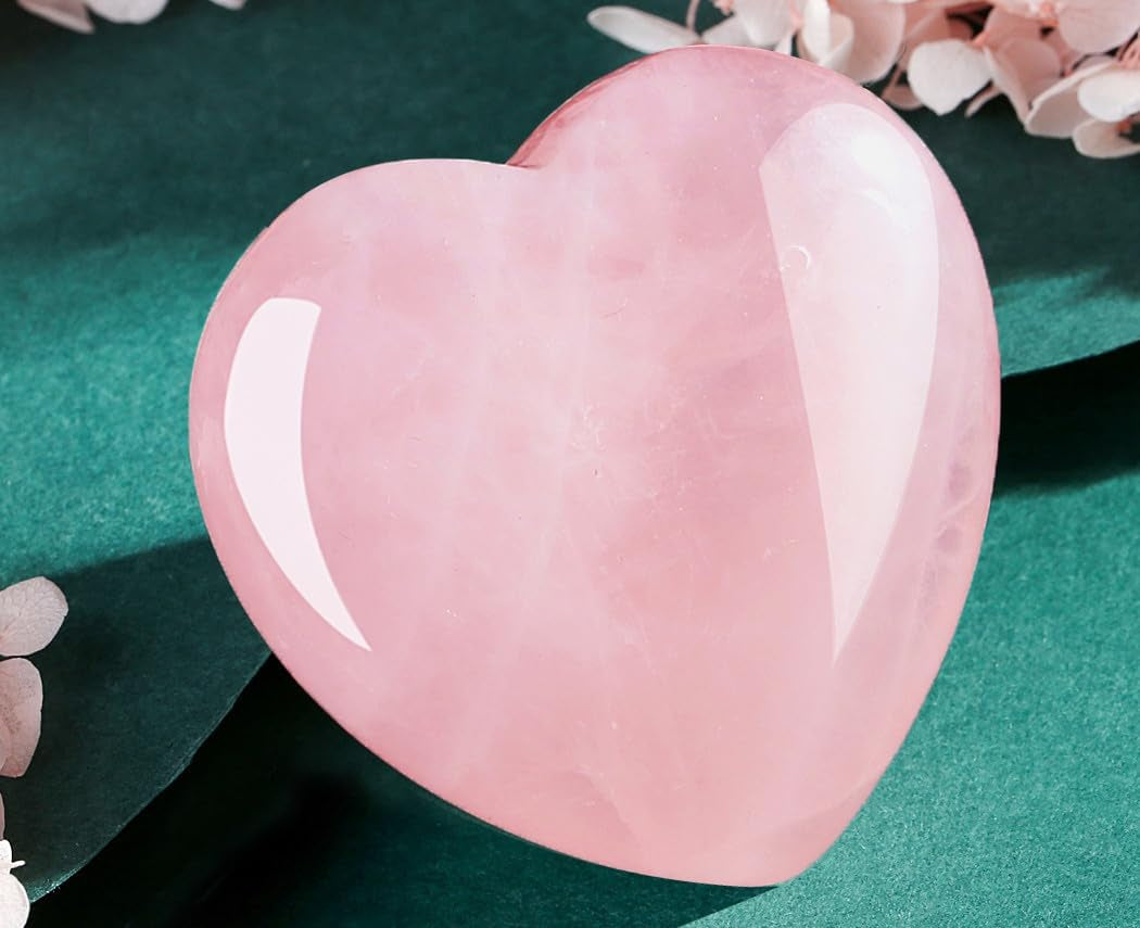 60Mm Rose Quartz Crystals Heart Large Healing Crystals Heart Love Shaped Stone Pink Crystal Gifts 1PC