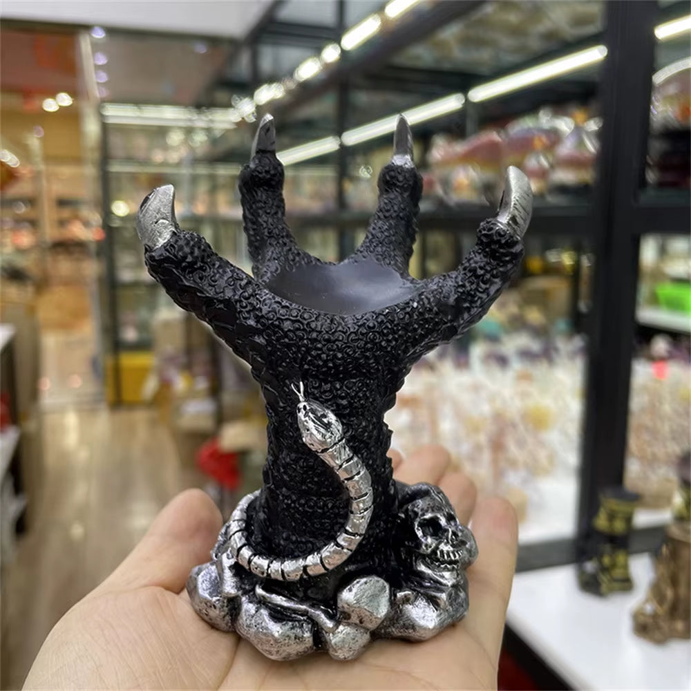 4Inch Dragon Claw Sphere Holder Relief Skull Snake Crystal Magic Ball Display Stand Resin Crafts Ornament Collectable Decorative