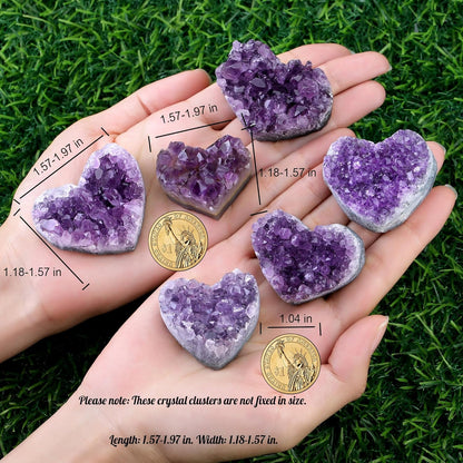 Amethyst Crystals and Healing Stones Gemstones Heart Crystal Cluster Geode Purple Natural Rock Protection Crystals Raw Stone Heart Decor Energy Balance Reiki Room Decor 1Pc 1.18-1.57 In