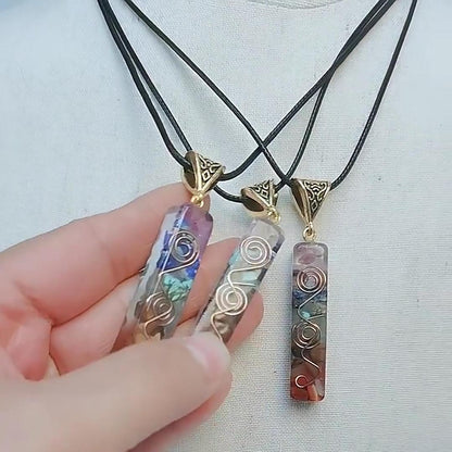 Retro Reiki Healing Energy Crystal Pendant Natural Stone for Yoga Meditation Spiritual 7 Chakra Jewelry Necklace Amulet