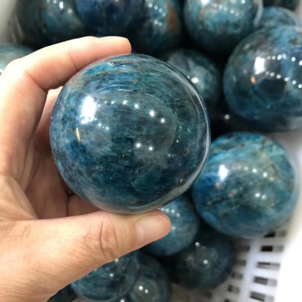 Natural Blue Apatite Ball Sphere Quartz Crystal Mineral Healing for Home Decoration Gift