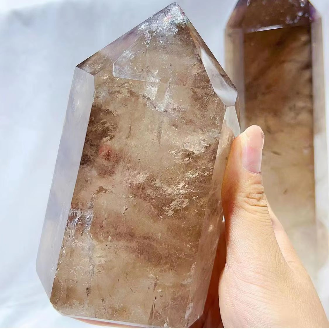 Large Natural Crystal Tower, Smoky Quartz, Hexagonal Prism, Energy Gem, Magic Wand, Treatment Decoration, 1 Pc