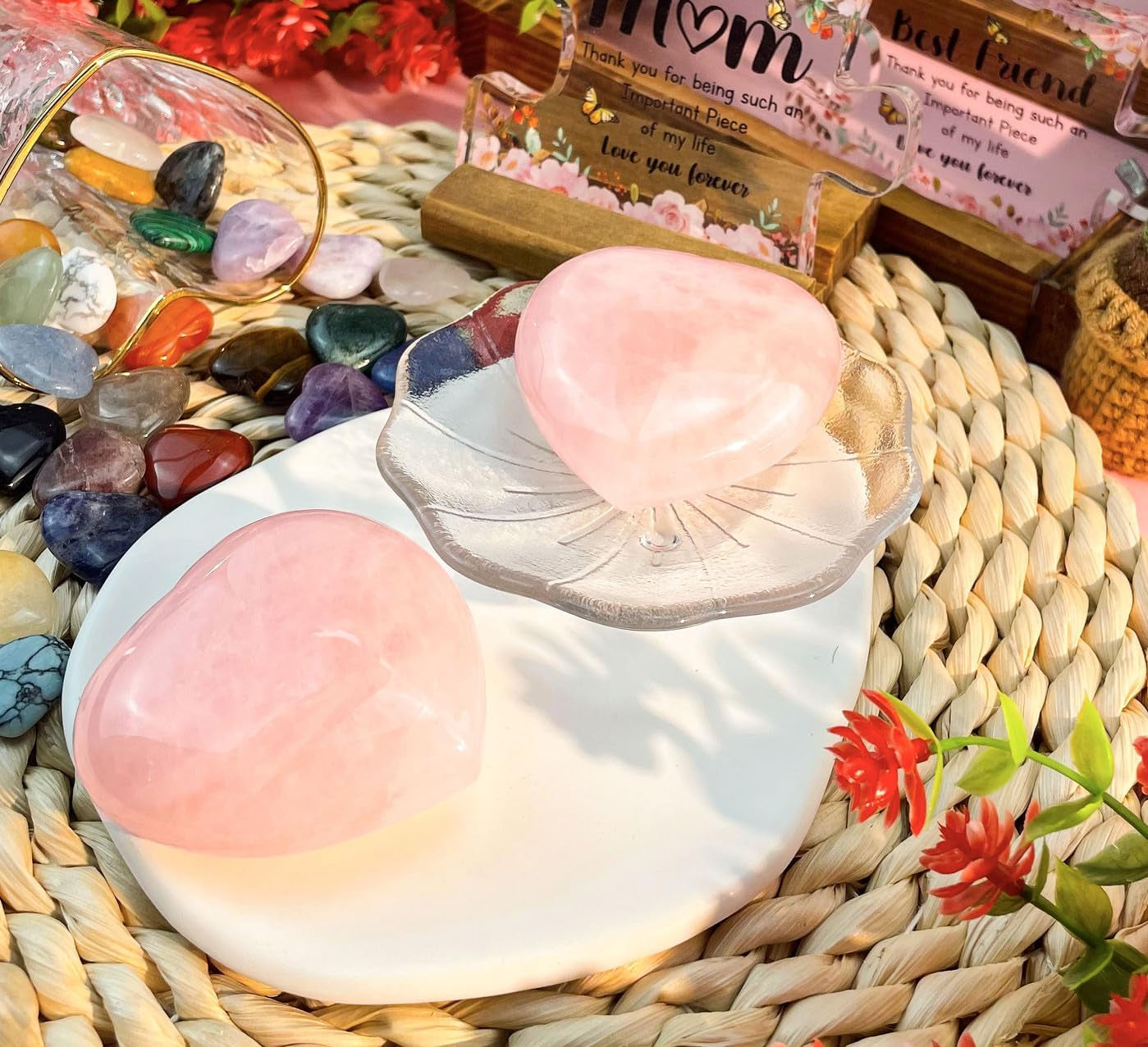 60Mm Rose Quartz Crystals Heart Large Healing Crystals Heart Love Shaped Stone Pink Crystal Gifts 1PC