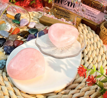 60Mm Rose Quartz Crystals Heart Large Healing Crystals Heart Love Shaped Stone Pink Crystal Gifts 1PC