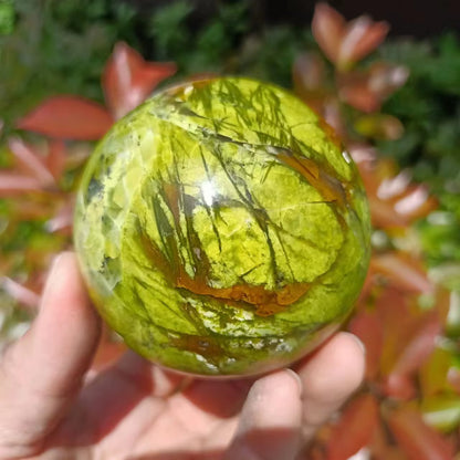 Natural Green Opal Ball, Quartz Crystal Energy Ball, Mineral Reiki Healing Stone, Magic Divination Degaussing Ball