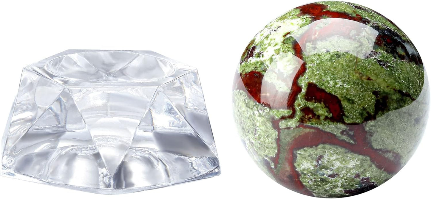 40Mm Natural Dragon Blood Jasper Healing Crystal Gemstone Ball Divination Sphere Sculpture Figurine with Acrylic Stand