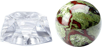 40Mm Natural Dragon Blood Jasper Healing Crystal Gemstone Ball Divination Sphere Sculpture Figurine with Acrylic Stand