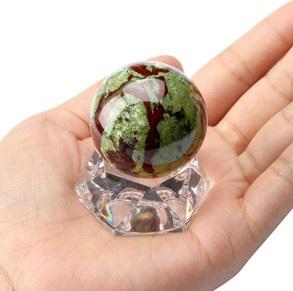 40Mm Natural Dragon Blood Jasper Healing Crystal Gemstone Ball Divination Sphere Sculpture Figurine with Acrylic Stand