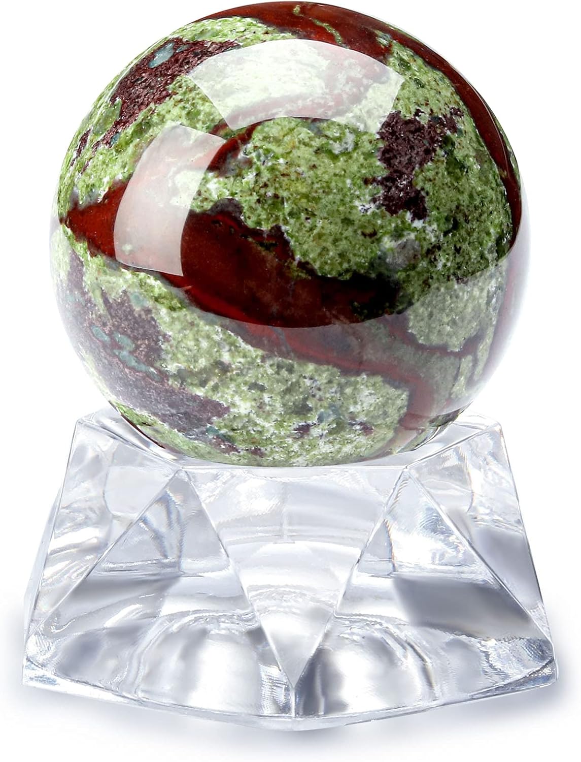 40Mm Natural Dragon Blood Jasper Healing Crystal Gemstone Ball Divination Sphere Sculpture Figurine with Acrylic Stand
