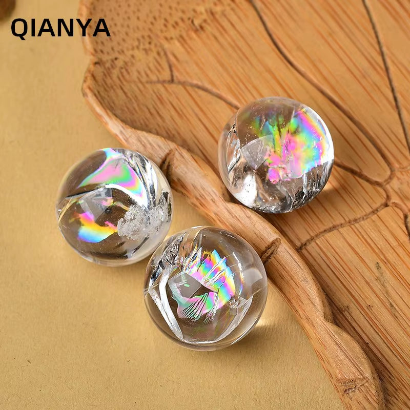 Natural Rainbow Clear Crystal Ball Quartz Gemstones Jewelry Crystal Divination Orb Healing Reiki Home Decor DIY Crafts Gift