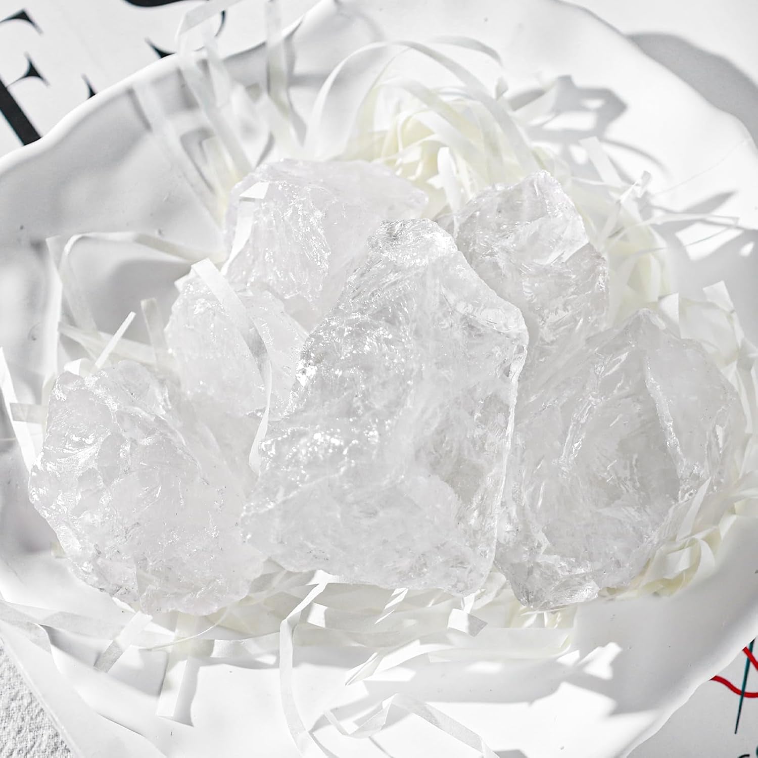 6PCS Clear Quartz with Jar, Natural Rough Stones Crystal Large Raw Crystals Bulk Healing Gemstones for Reiki Healing Tumbling Fountain Rocks