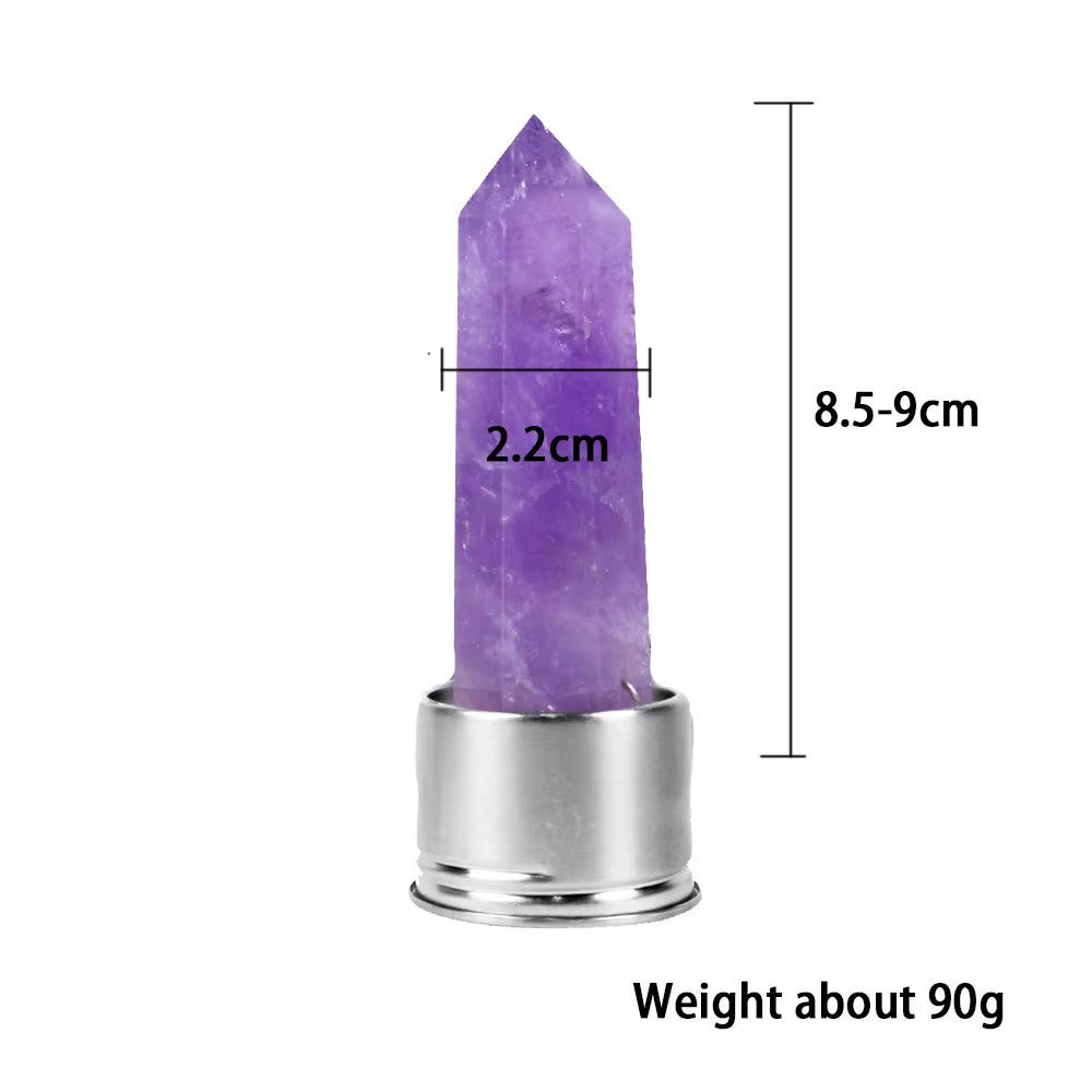Natural Quartz Gemstone Crystal Hexagonal Pointed Column+Bottom Mesh Water Bottle Energy Crystal ( Not Include Bottle )