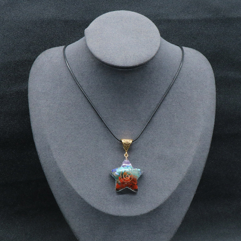 Retro Reiki Healing Energy Crystal Pendant Natural Stone for Yoga Meditation Spiritual 7 Chakra Jewelry Necklace Amulet