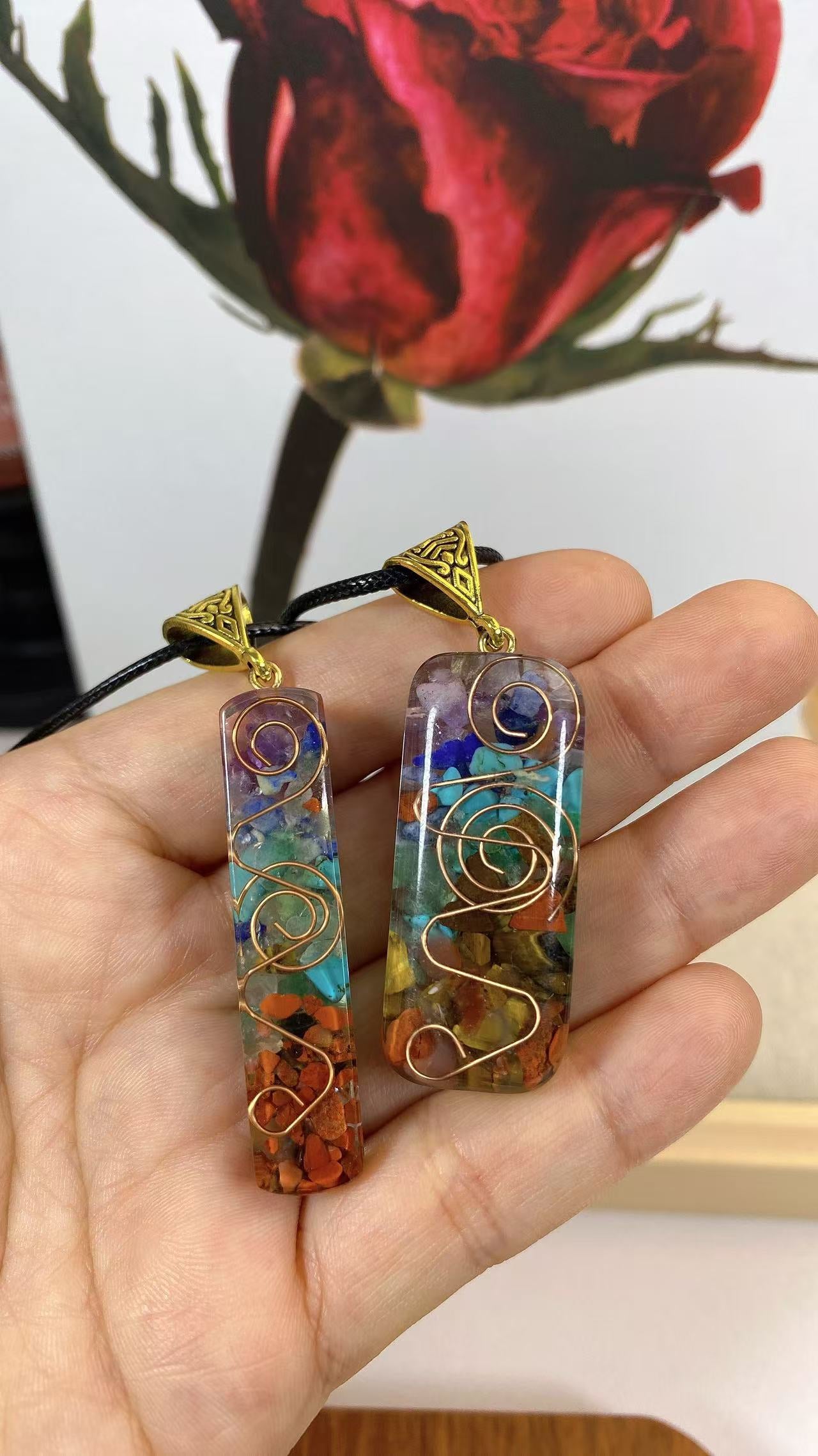 Retro Reiki Healing Energy Crystal Pendant Natural Stone for Yoga Meditation Spiritual 7 Chakra Jewelry Necklace Amulet