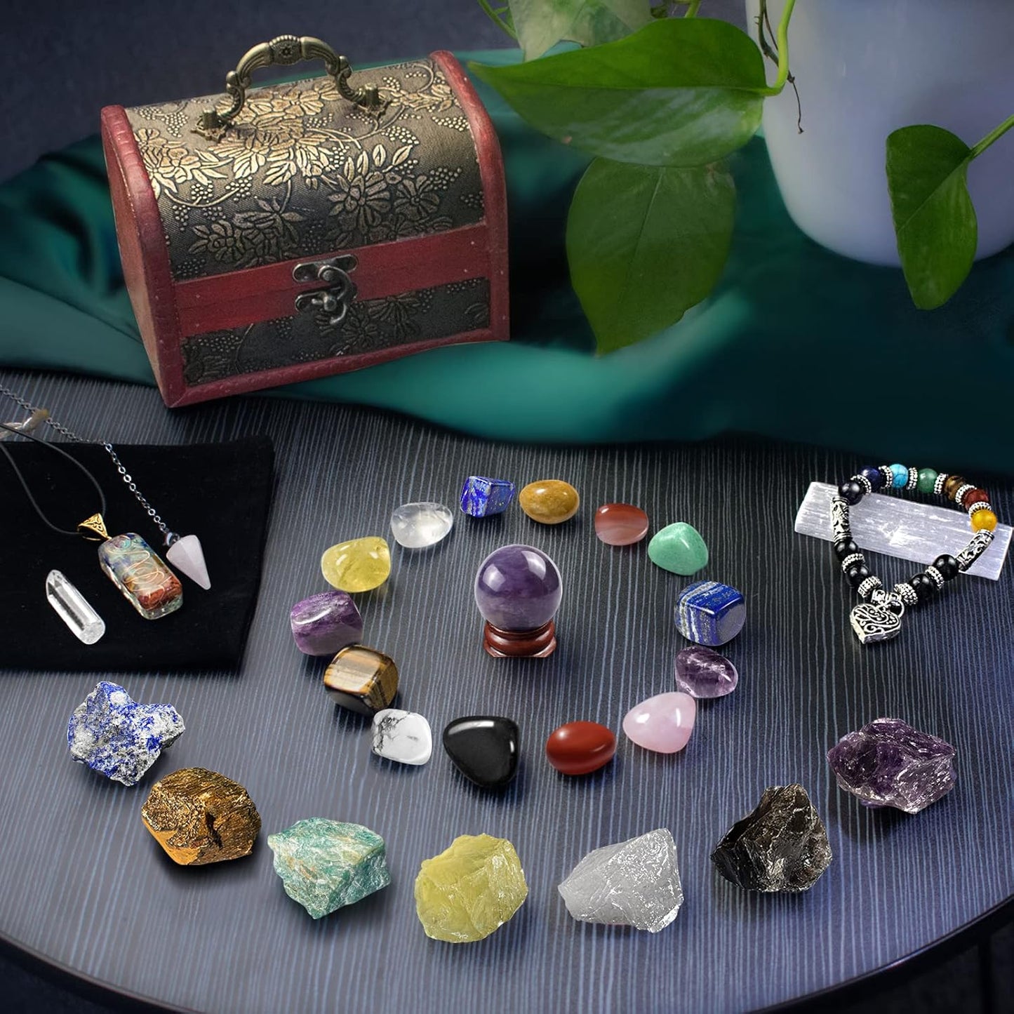 Crystals and Healing Stones Set, Chakra Crystal Kit, 28 Pcs Real Crystals for Beginners Rocks Gem Stones Energy Meditation Natural Reiki Spiritual Balancing Mindful Souls, Crystals Set Gifts for Women