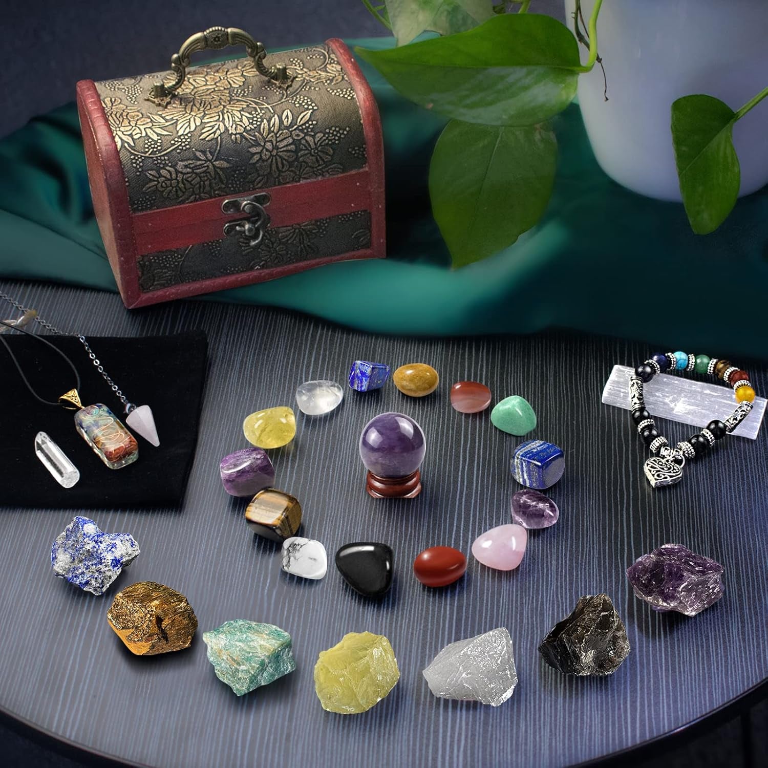Crystals and Healing Stones Set, Chakra Crystal Kit, 28 Pcs Real Crystals for Beginners Rocks Gem Stones Energy Meditation Natural Reiki Spiritual Balancing Mindful Souls, Crystals Set Gifts for Women